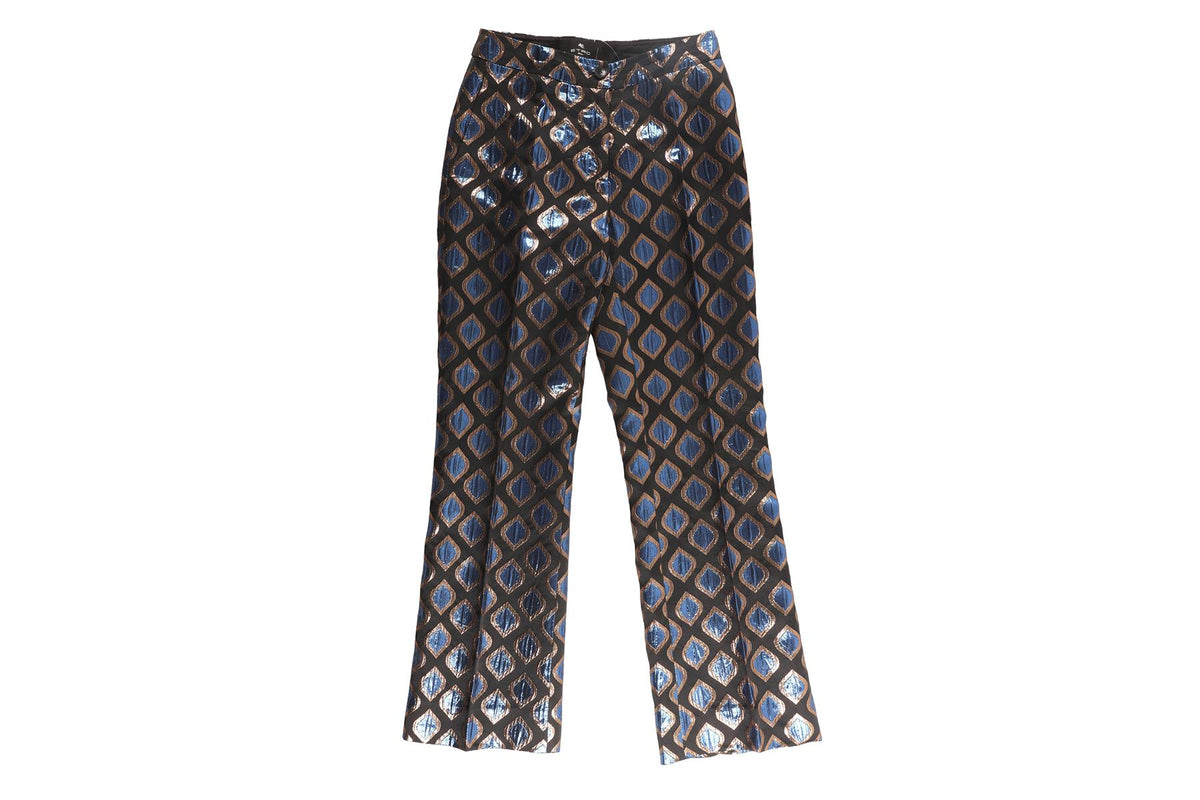 ETRO BLACK JACQUARD STRAIGHT LEG PANTS IT 36 UK 4