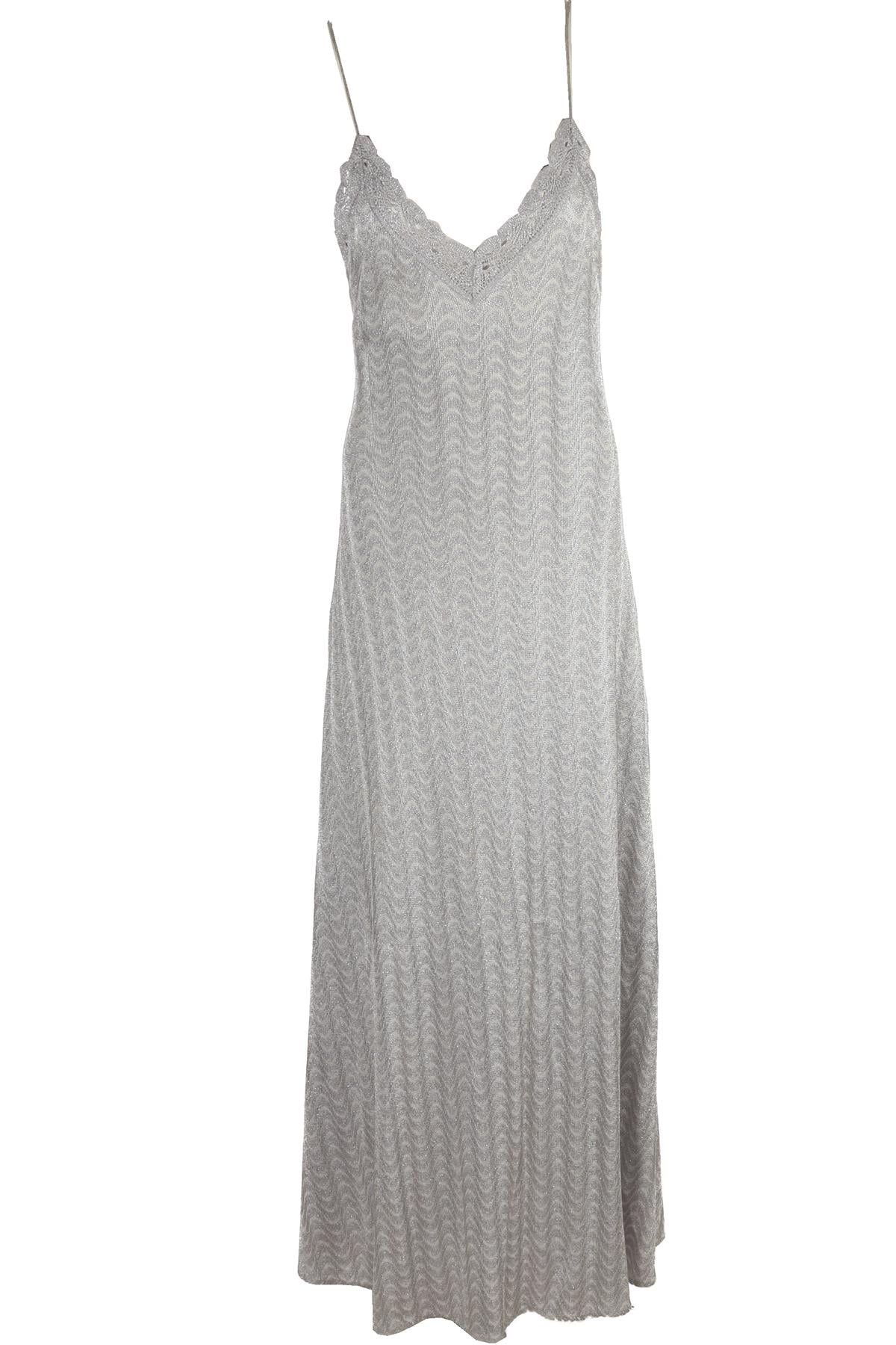 MISSONI SILVER CROCHET MAXI DRESS IT 42 UK 10