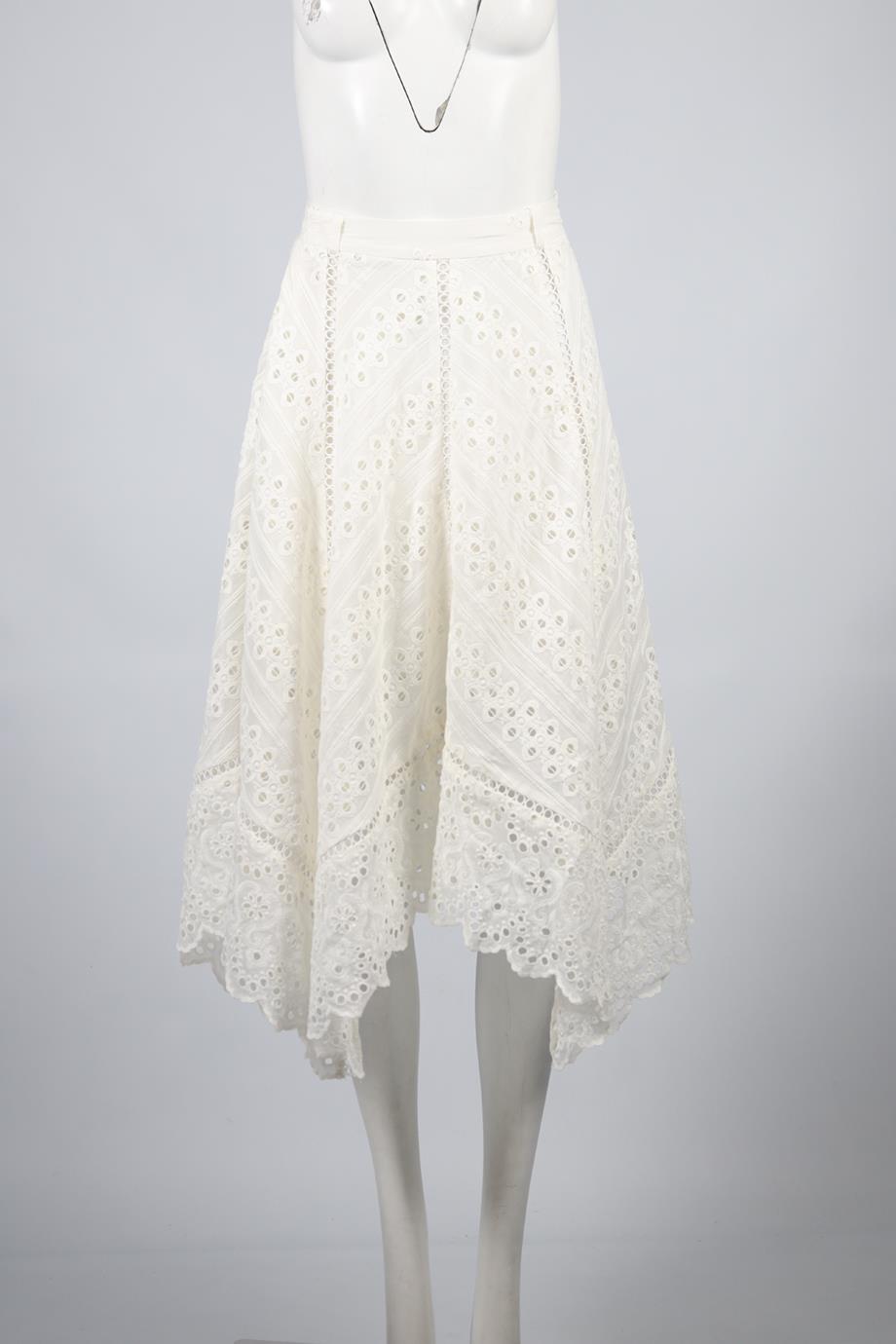 ZIMMERMANN COTTON AND SILK BLEND MIDI SKIRT UK 8