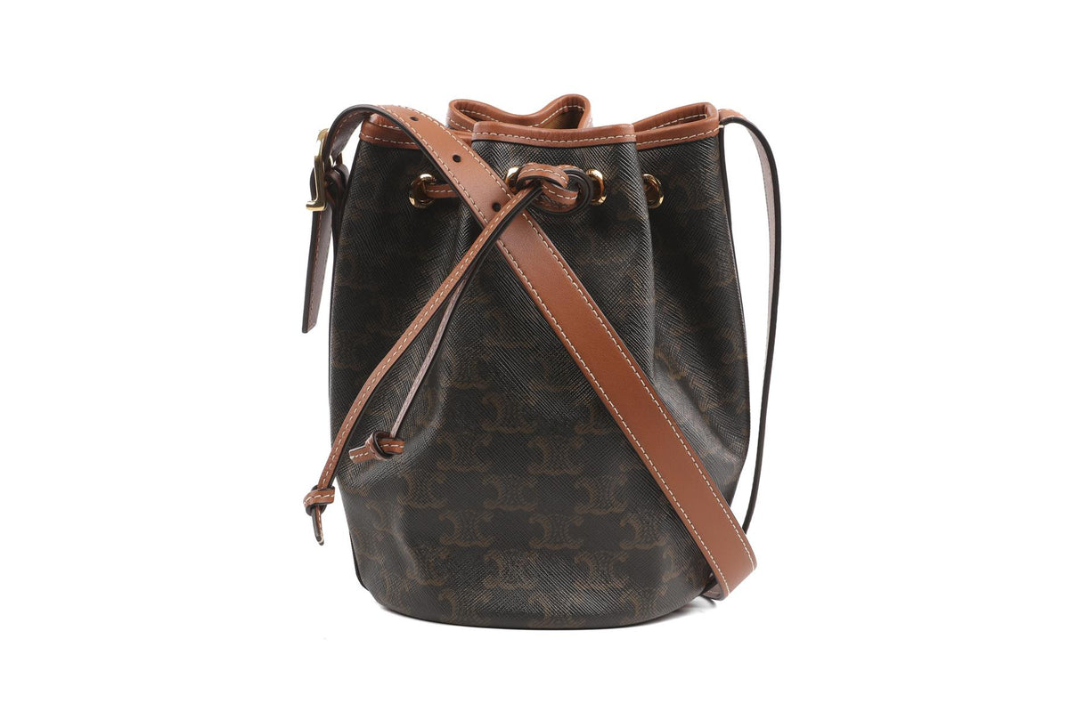 CELINE BROWN TRIOMPHE SMALL LEATHER SHOULDER BAG