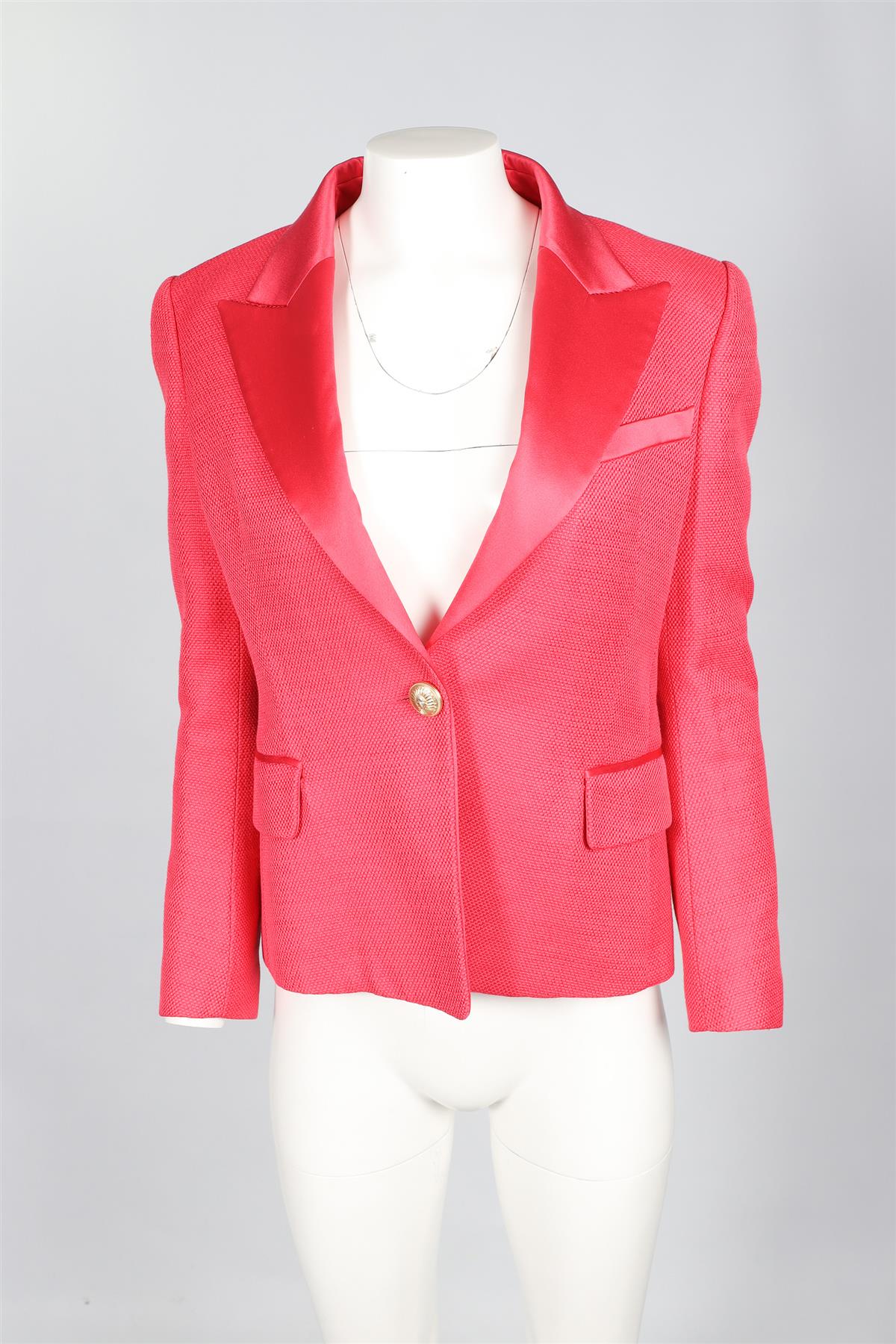 BALMAIN PINK WOVEN BLAZER FR 40 UK 12