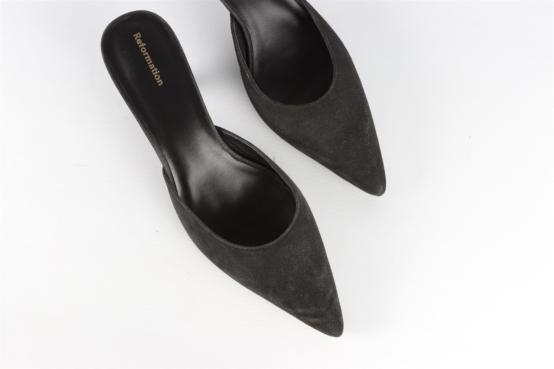 REFORMATION BLACK SUEDE MULES EU 37.5 UK 4.5 US 7.5