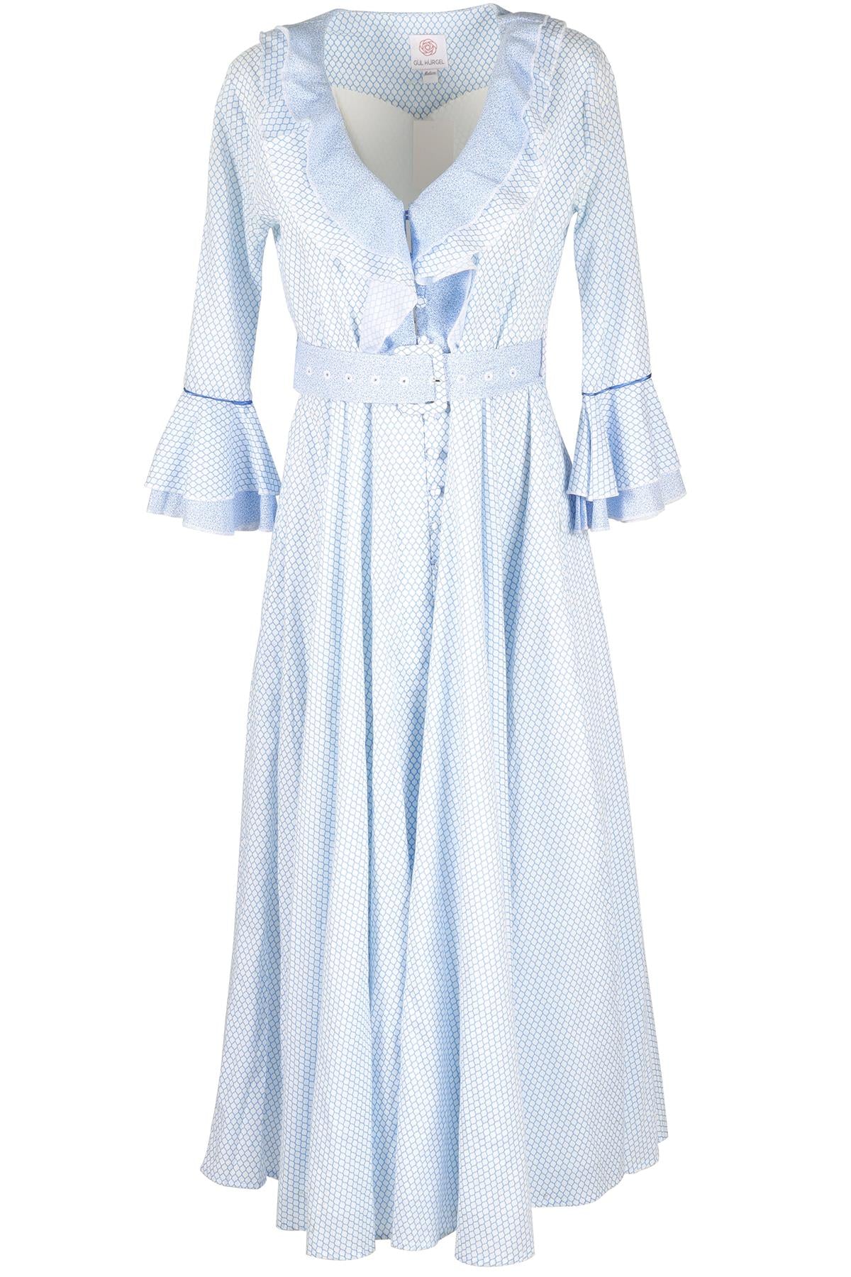 GÜL HÜRGEL BLUE COTTTON MAXI DRESS MEDIUM