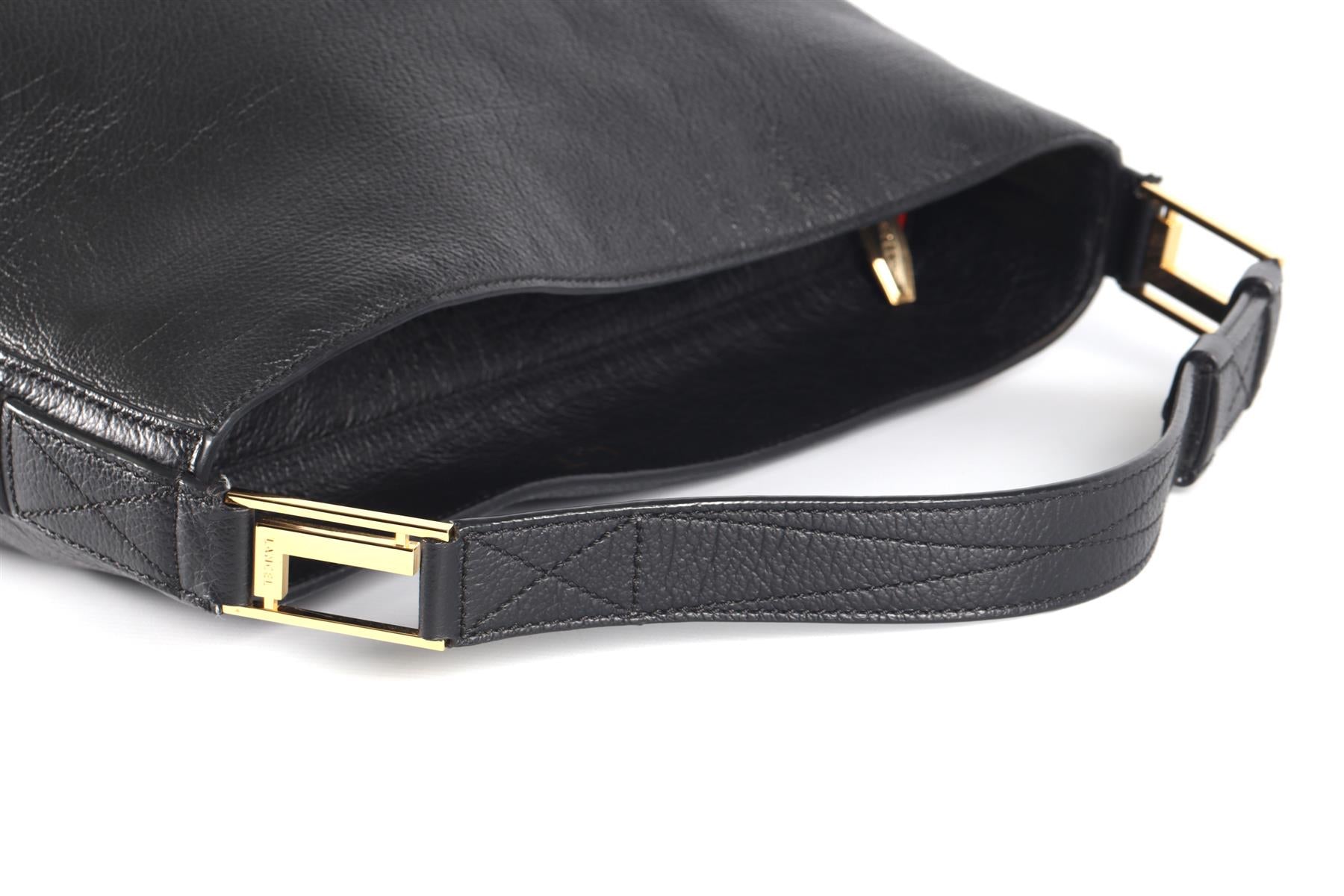 LANCEL BLACK LEATHER SHOULDER BAG