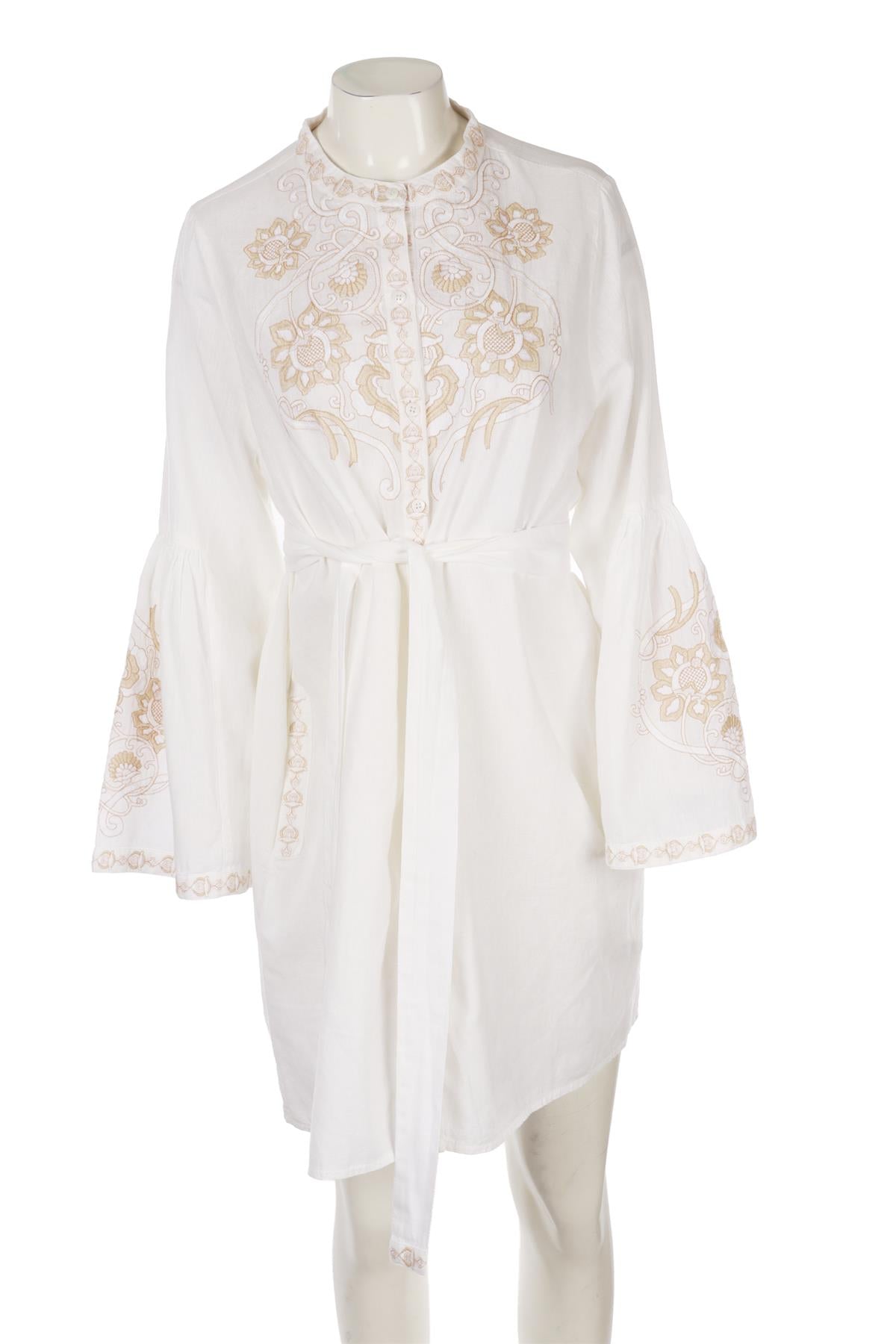 CREAM LINEN MIDI DRESS