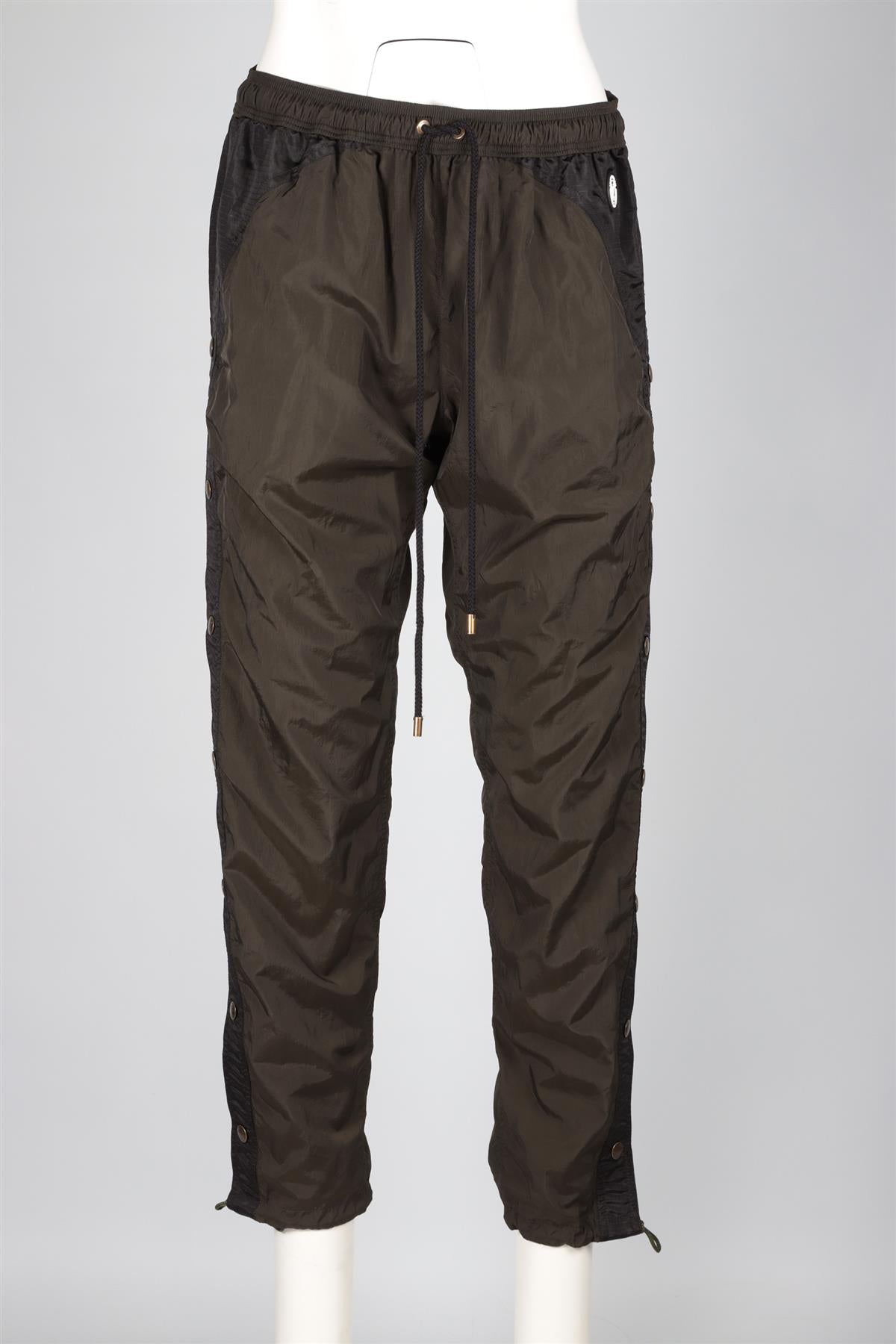 LOUIS VUITTON GREEN MONOGRAM NYLON TAPERED PANTS FR 38 UK 10