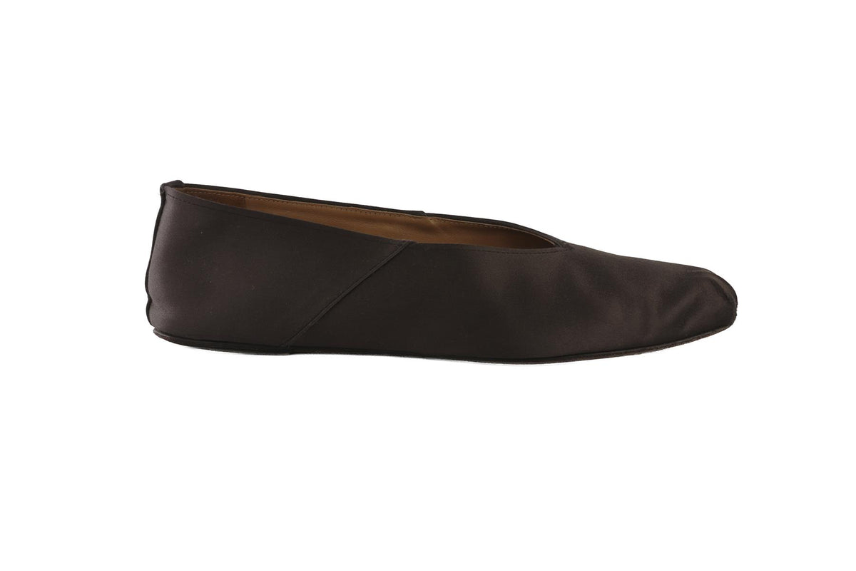 THE ROW GREY SATIN BALLET FLATS EU 38 UK 5 US 8