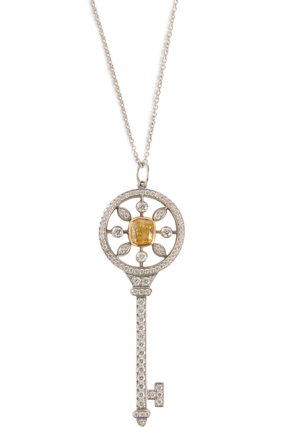 TIFFANY & CO. ROUND KALEDIOSCOPE 18K WHITE GOLD AND DIAMOND NECKLACE