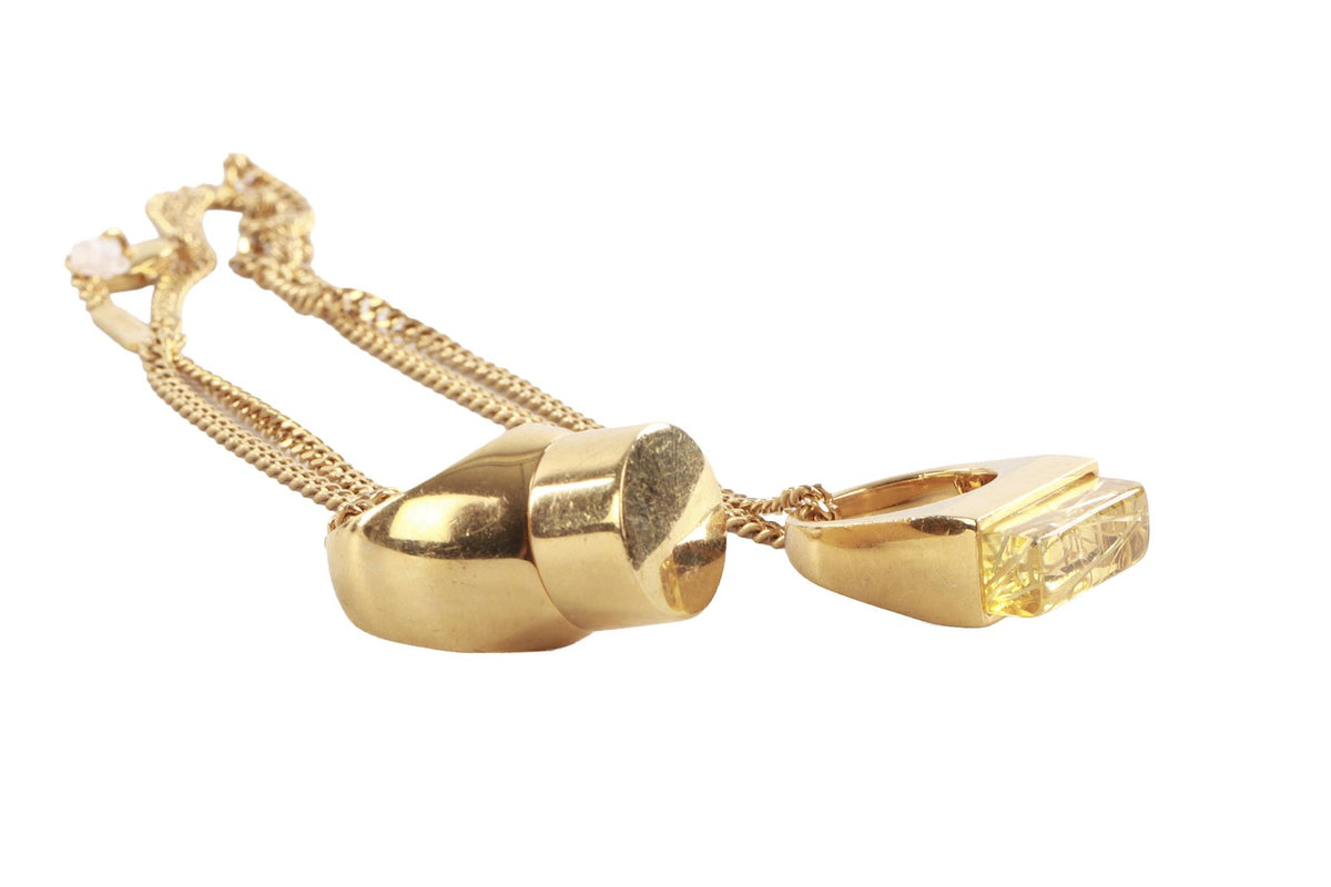 CHLOÉ GOLD RING GOLD TONE CHAIN NECKLACE