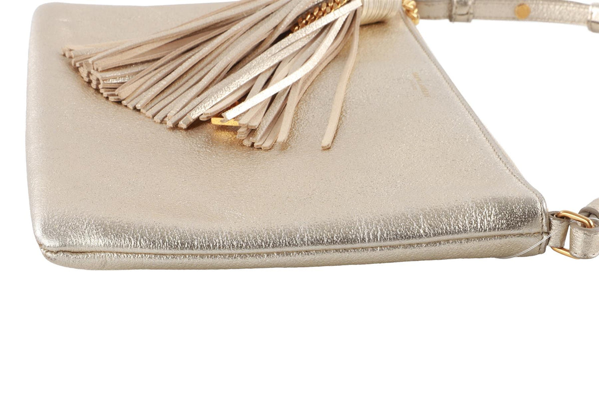SAINT LAURENT GOLD TEEN MONOGRAM LEATHER CROSSBODY BAG