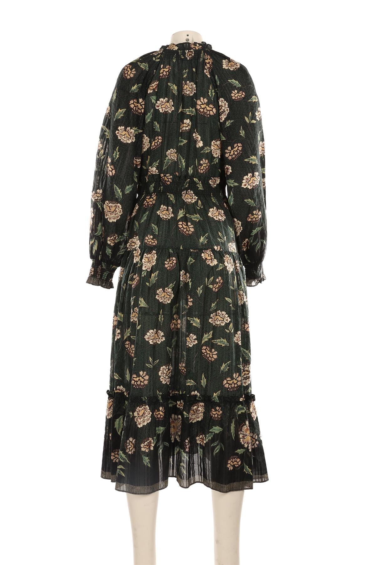 ULLA JOHNSON GREEN COTTON MAXI DRESS US 8 UK 12