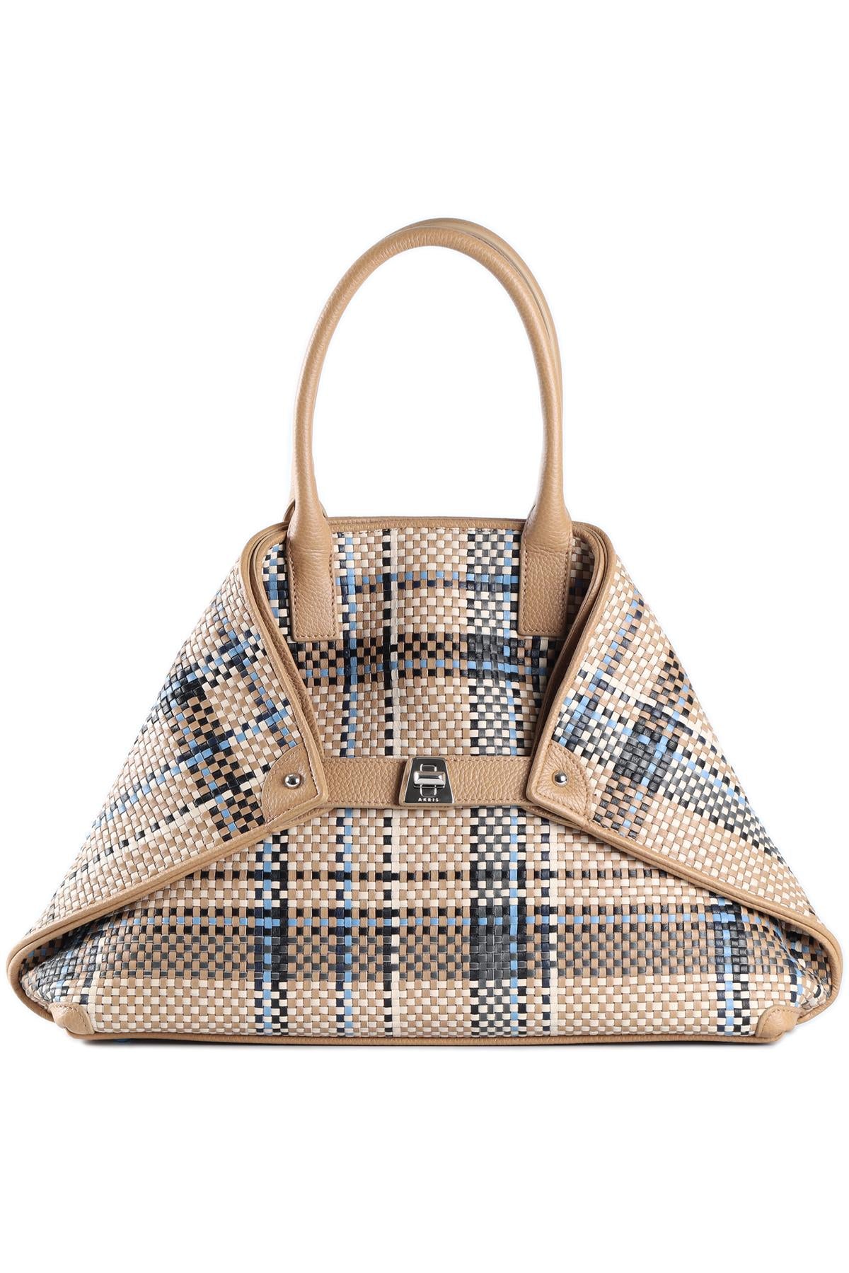 ARKIS BEIGE AI SMALL LEATHER TOTE BAG