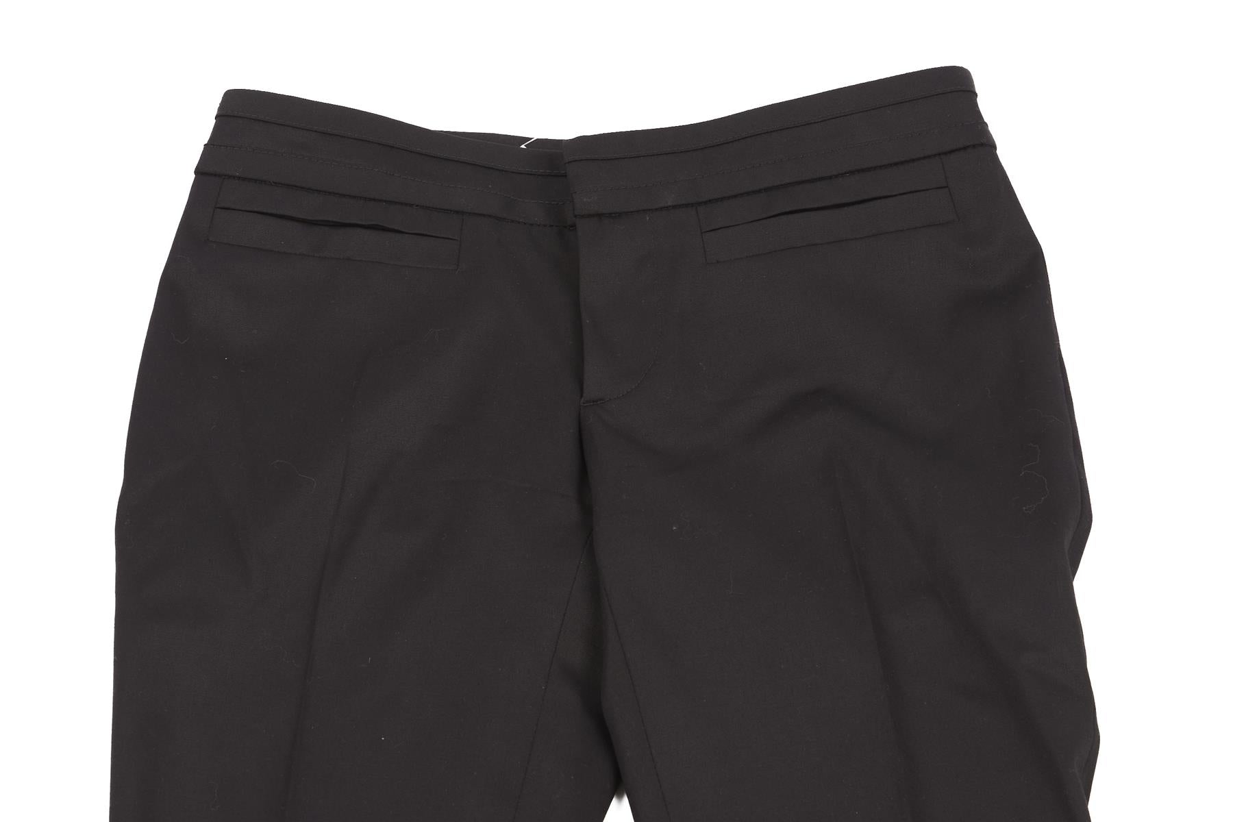 GUCCI BLACK VINTAGE WOOL STRAIGHT LEG PANTS IT 38 UK 6