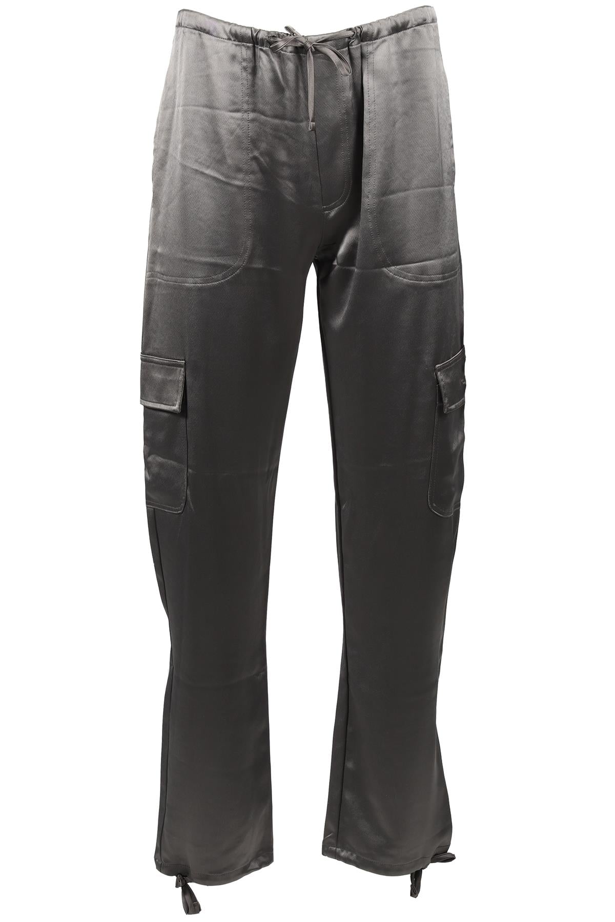 LESET GREY SATIN CARGO PANTS XSMALL