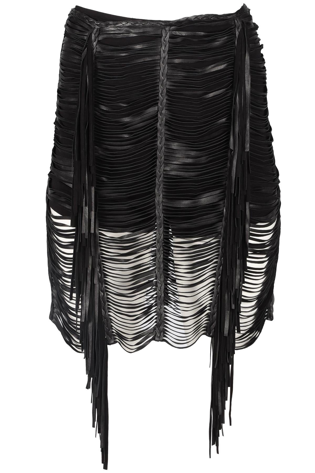 MAGDA BUTRYM BLACK LEATHER MINI SKIRT FR 36 UK 8