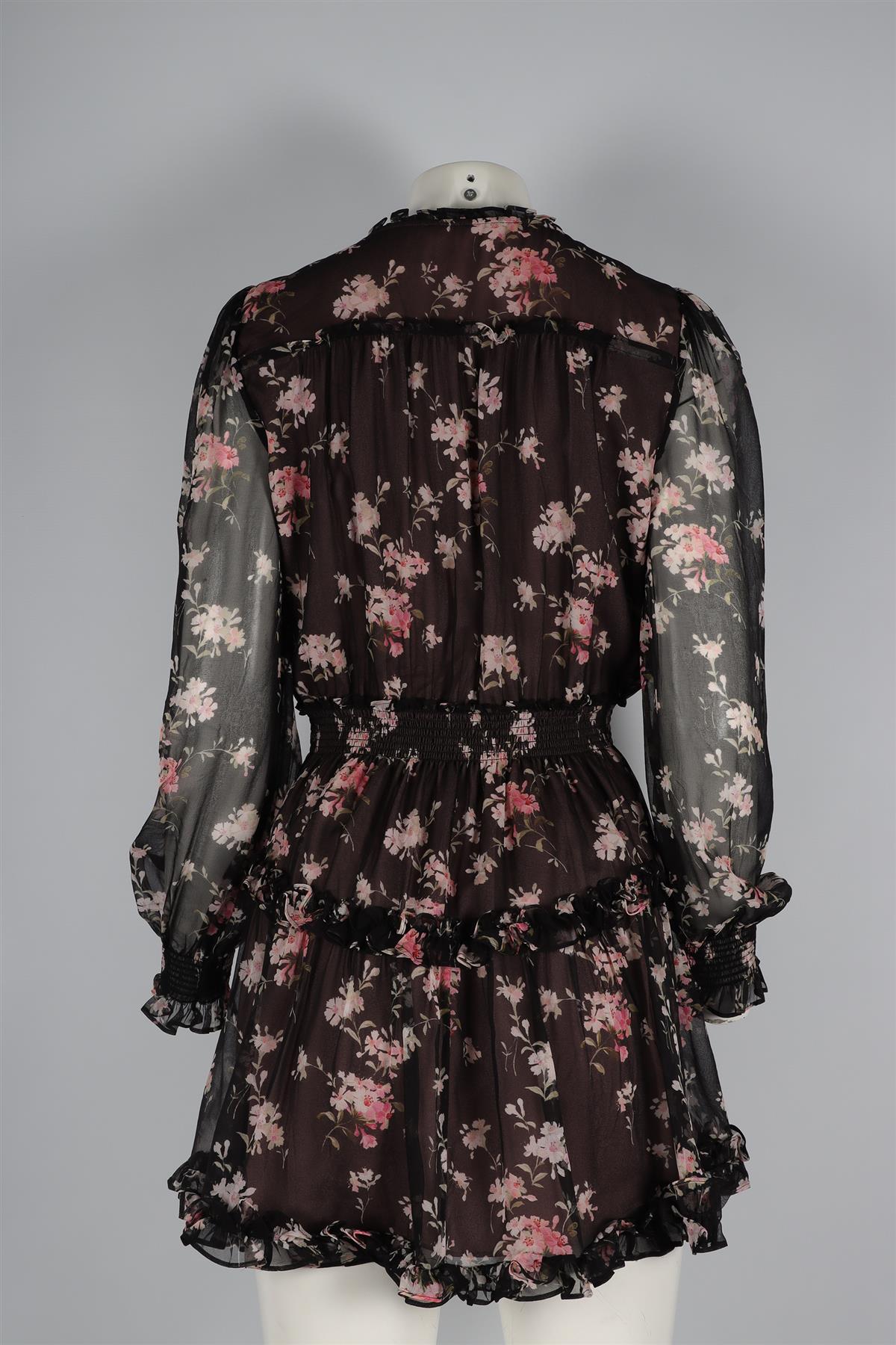 LOVESHACKFANCY BLACK SILK MINI DRESS MEDIUM