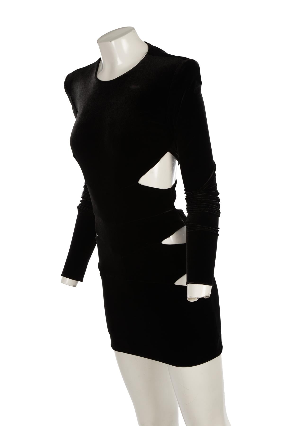 ALEXANDRE VAUTHIER BLACK VELVET MINI DRESS FR 34 UK 6