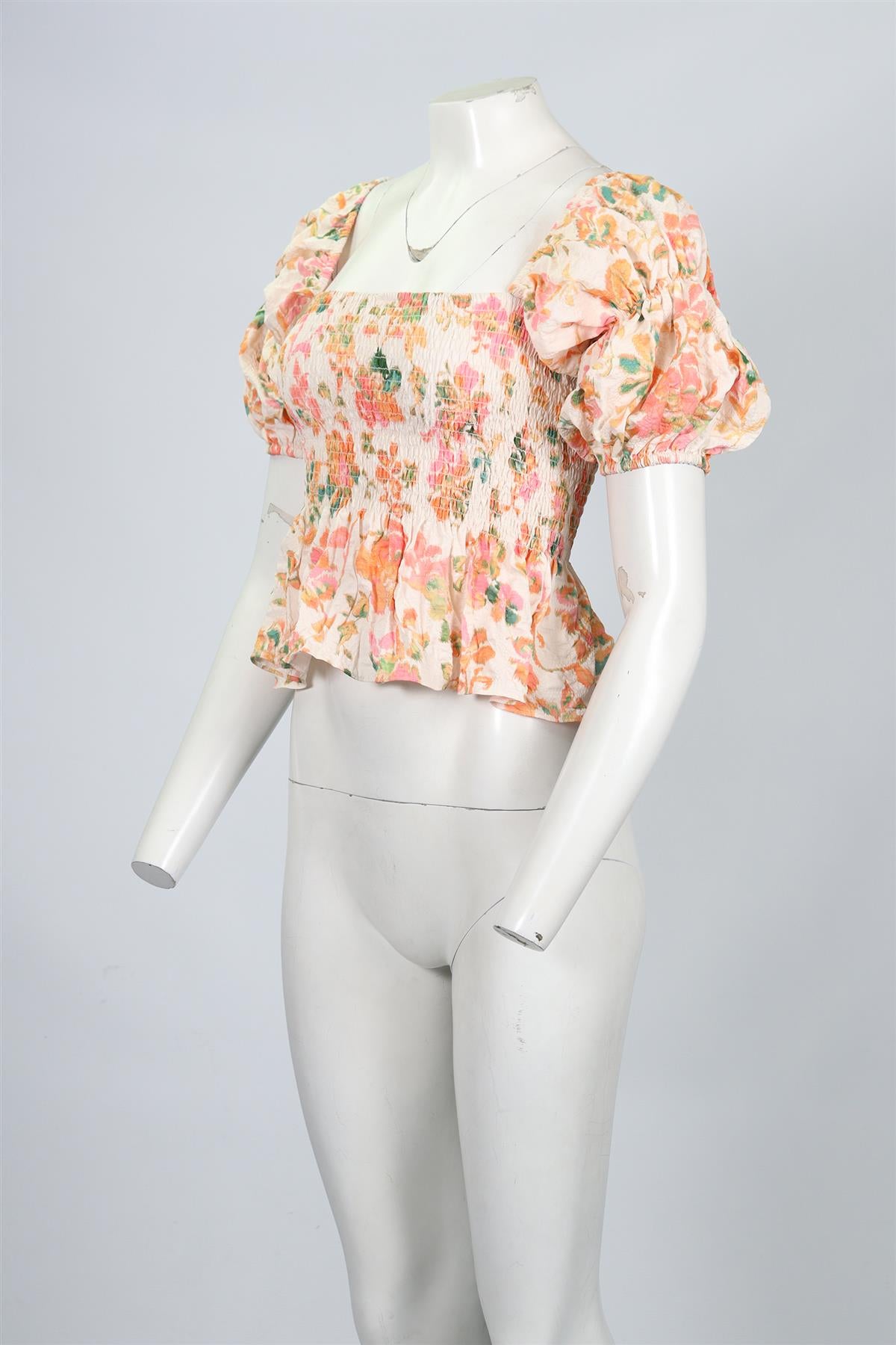 MISA LOS ANGELES FLORAL PRINT SATIN TOP MEDIUM