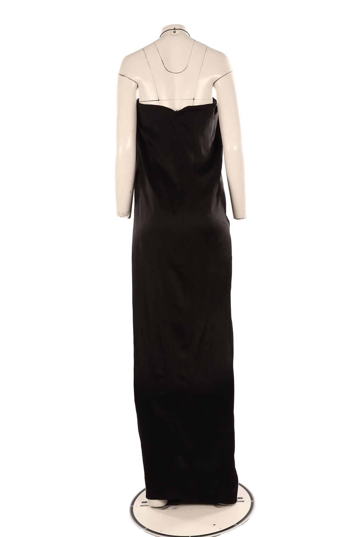 SAINT LAURENT BLACK SATIN MAXI DRESS FR 38 UK 10