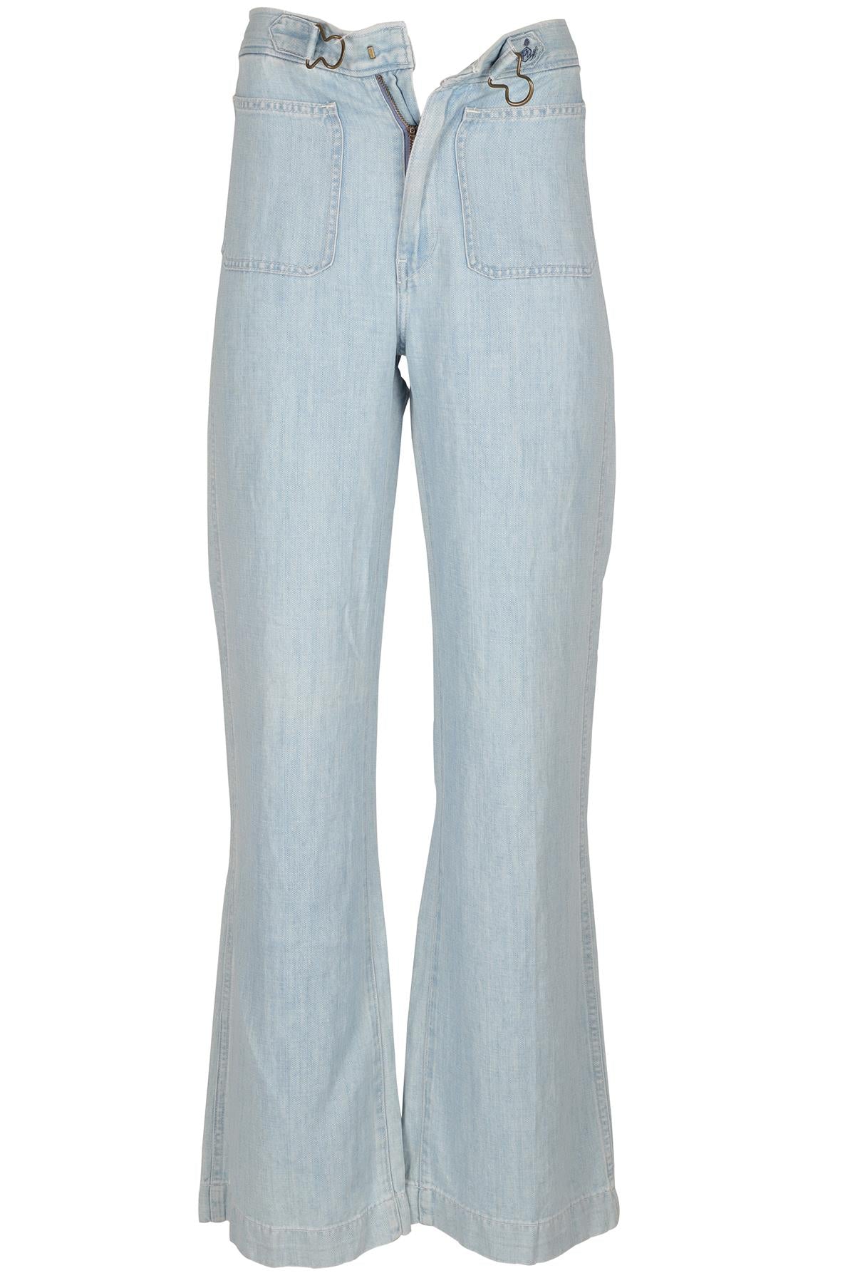 POLO RALPH LAUREN BLUE HIGH RISE WIDE LEG JEANS W26 UK 8