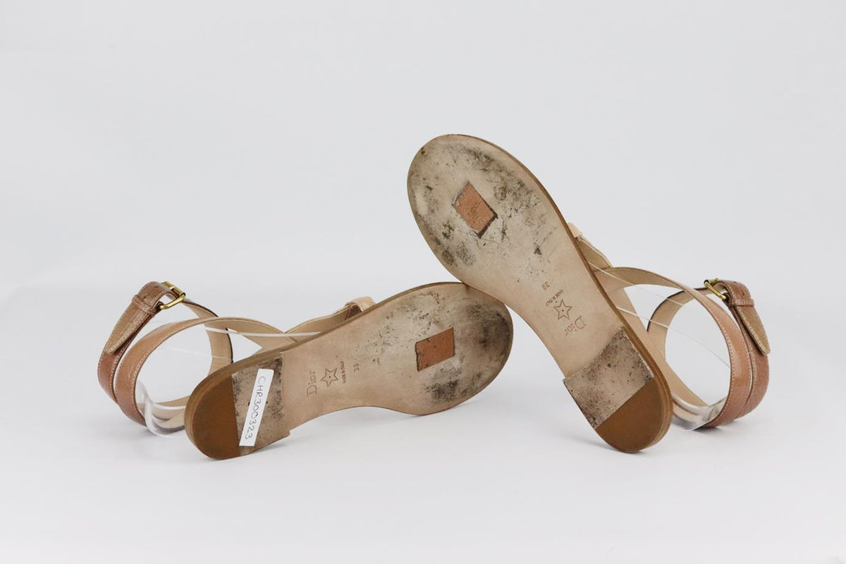 CHRISTIAN DIOR POISON-D SNAKE EFFECT LEATHER SANDALS EU 38 UK 5 US 8