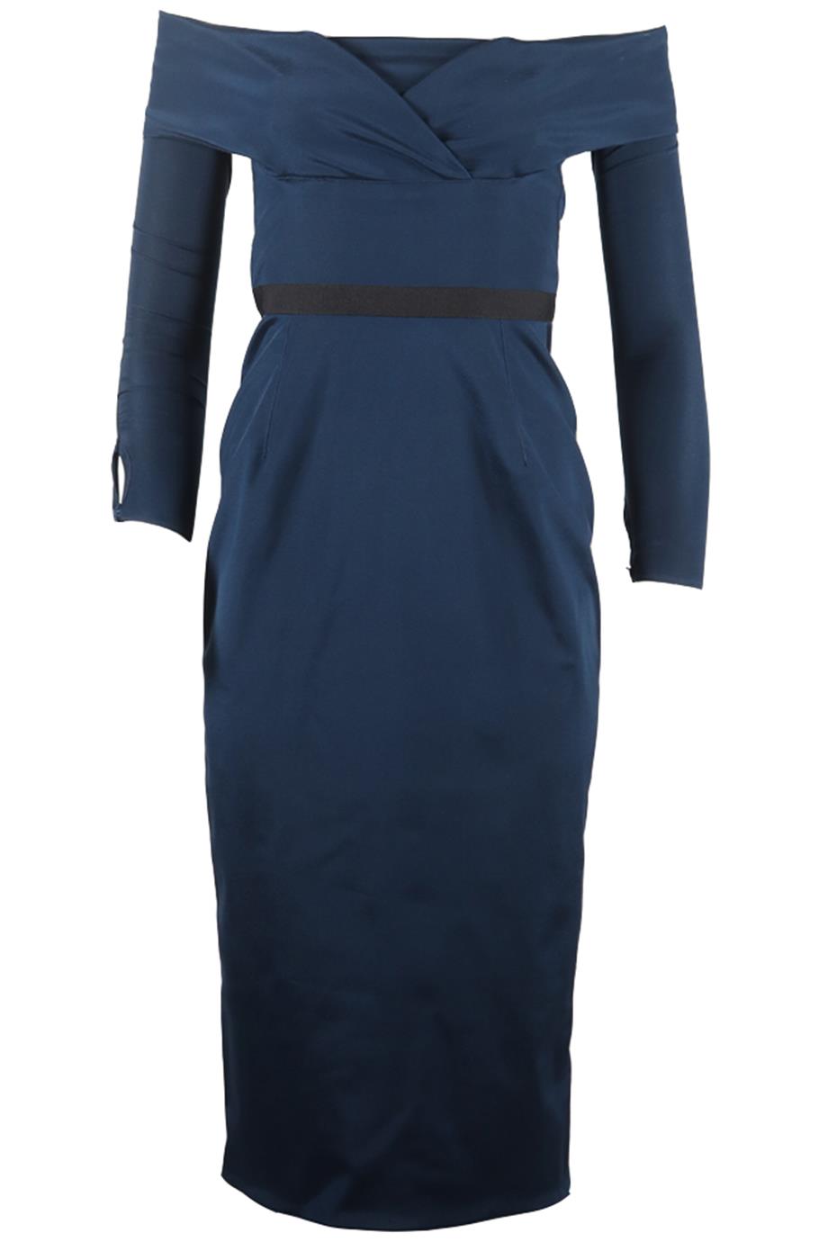 EMILIO DE LA MORENA OFF THE SHOULDER SILK BLEND MIDI DRESS UK 10