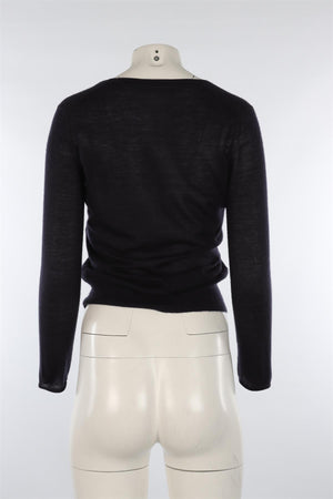 CELINE NAVY CASHMERE CARDIGAN SMALL