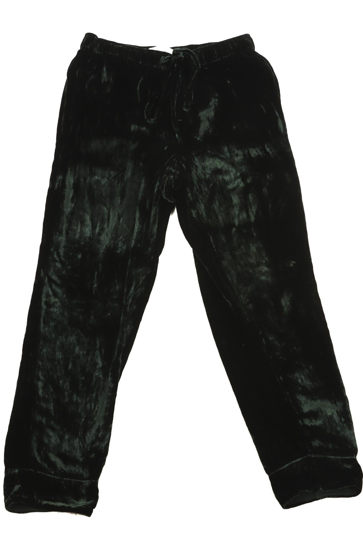 ASCENO GREEN VELVET STRAIGHT LEG PANTS XSMALL