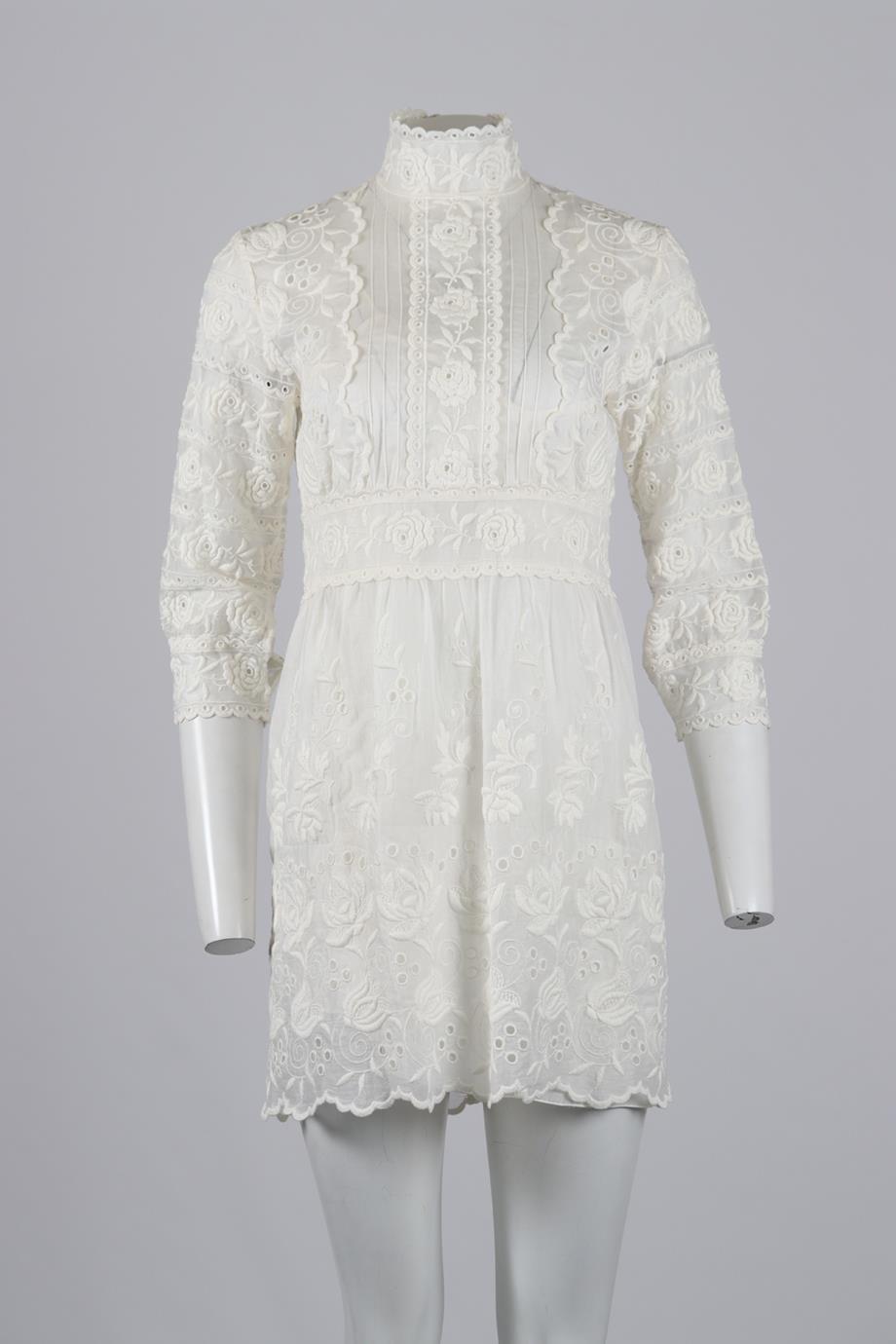 MARC JACOBS EMBROIDERED COTTON MINI DRESS (WITH SLIP ON DRESS) US 4 UK 8 | nikkibradford MARC JACOBS EMBROIDERED COTTON MINI DRESS (WITH SLIP ON DRESS) US 4 UK 8 | nikkibradford