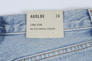 AGOLDE BLUE HIGH RISE STRAIGHT LEG JEANS W24 UK 6
