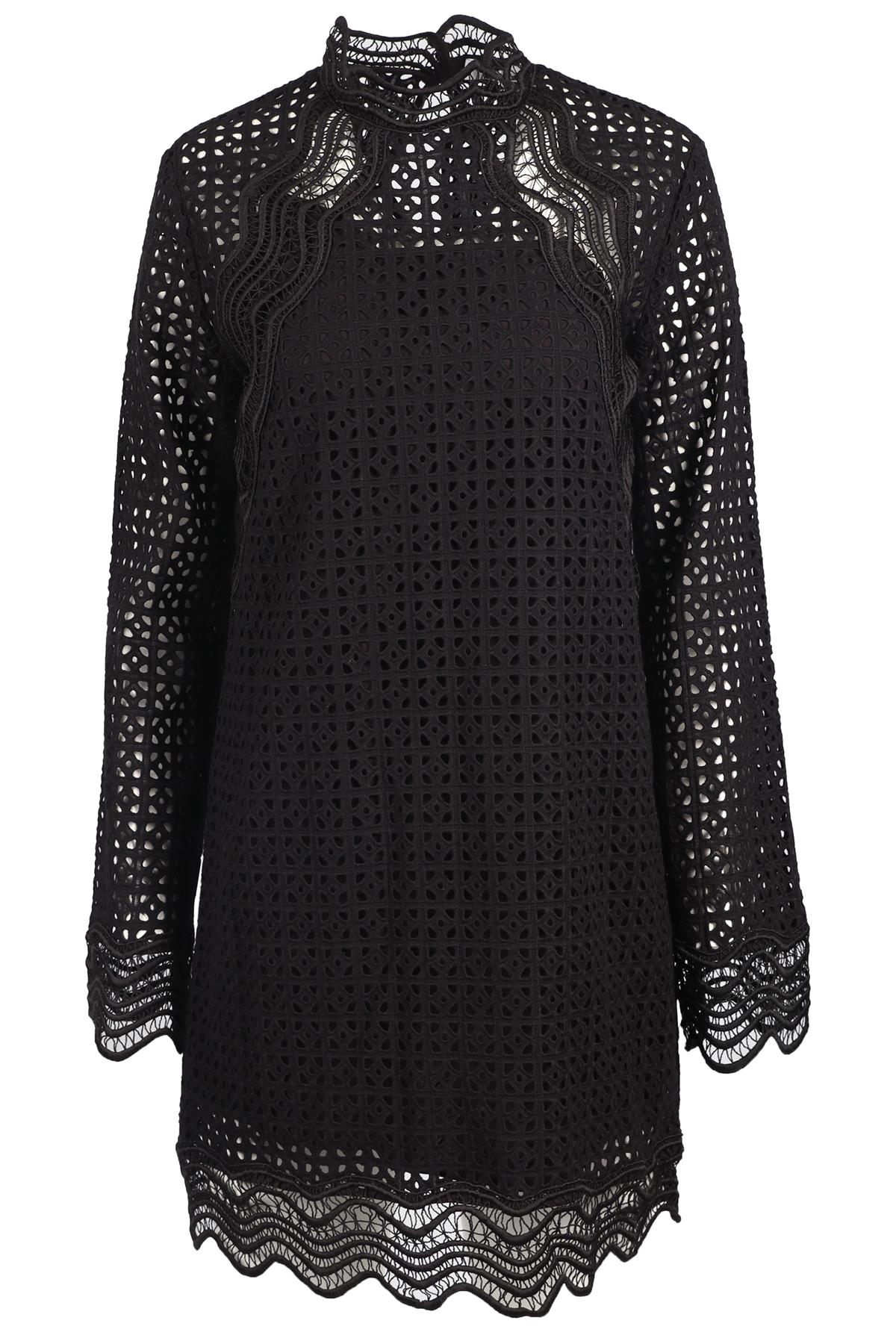 IRO BLACK CROCHET MINI DRESS LARGE