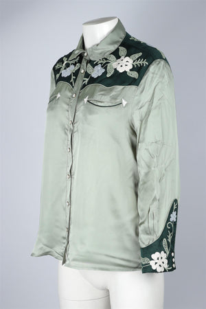 THE GREAT GREEN SATIN SHIRT UK 8