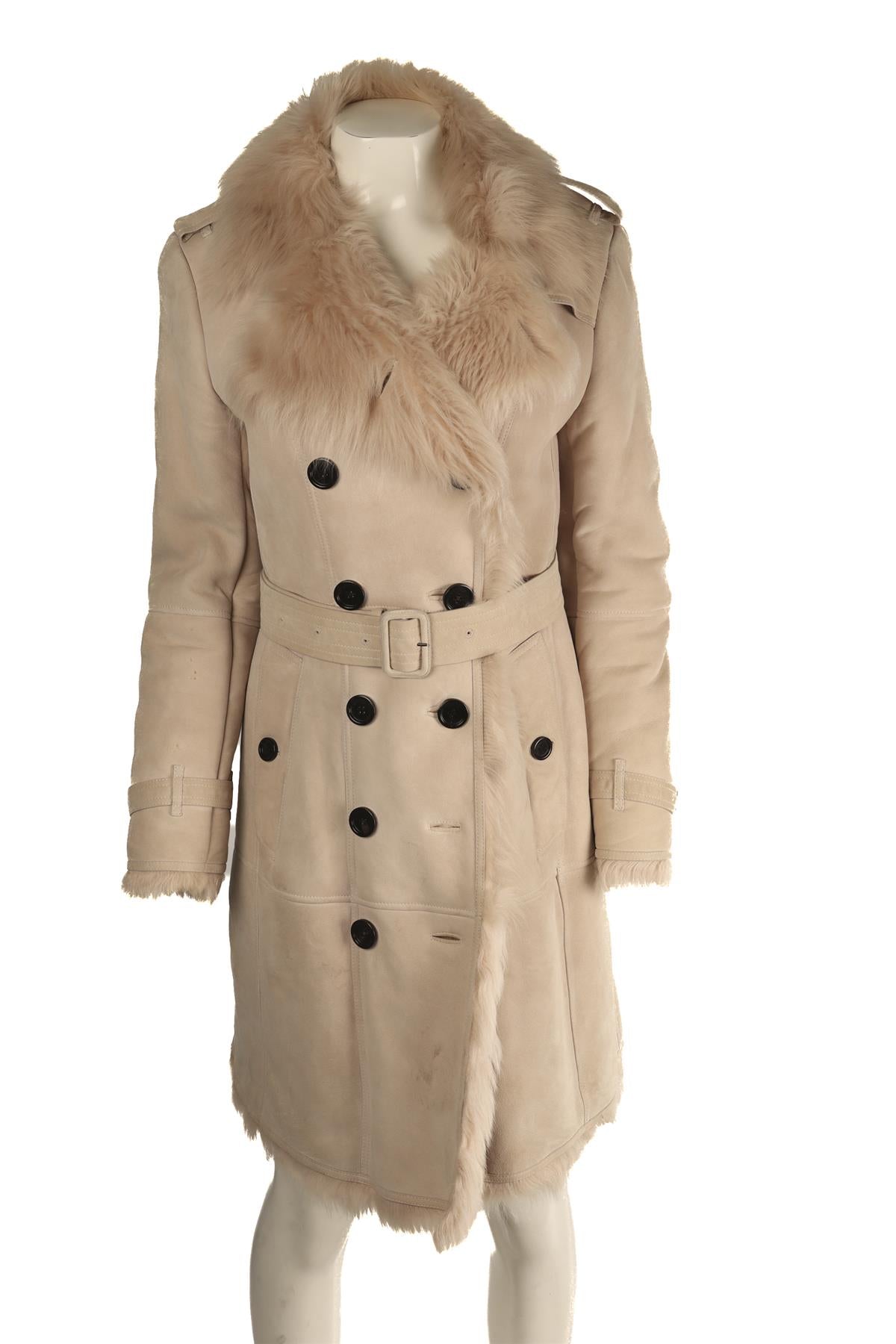 BURBERRY PINK SHEARLING AND SUEDE COAT UK 10