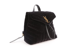 SAINT LAURENT BLACK LOU LOU SMALL VELVET BACKPACK