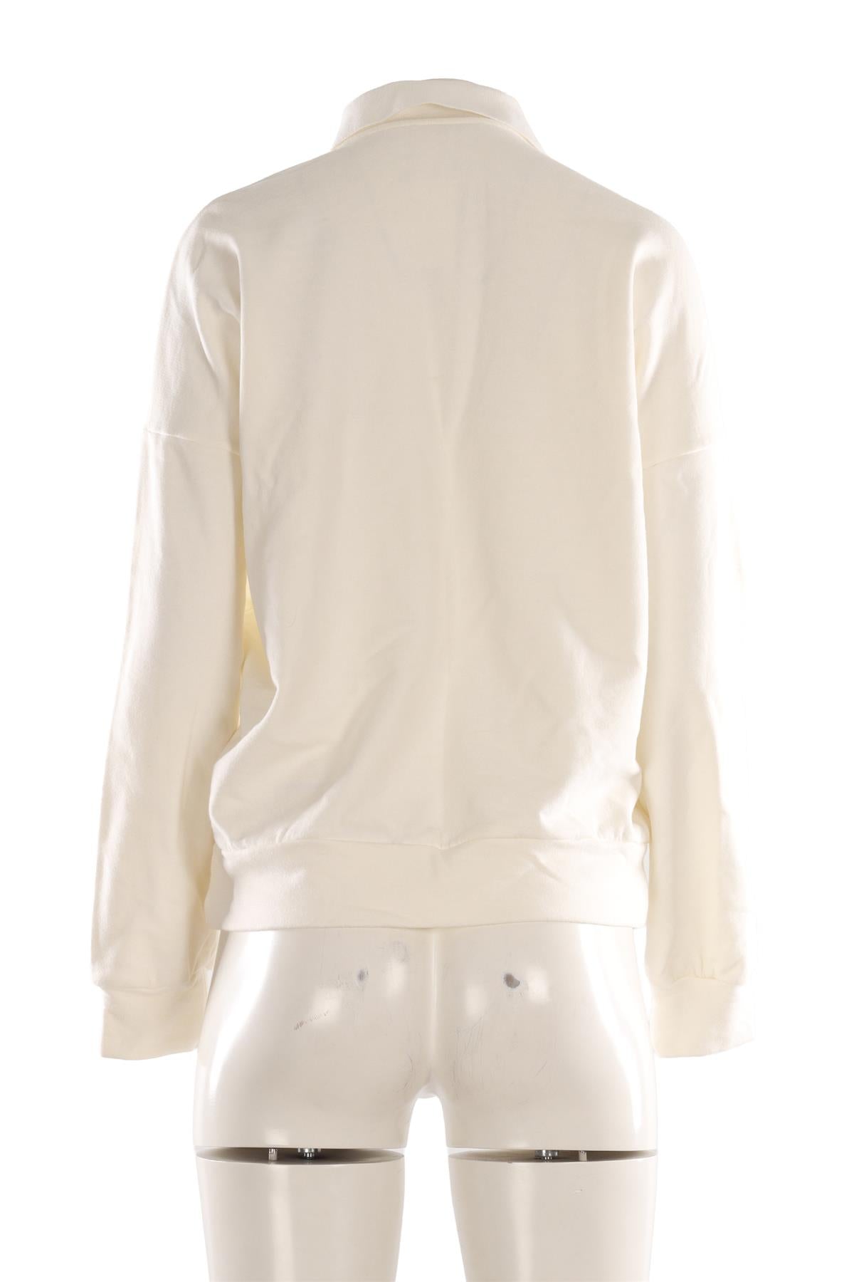 THE ROW WHITE COTTON POLO SWEATSHIRT XSMALL