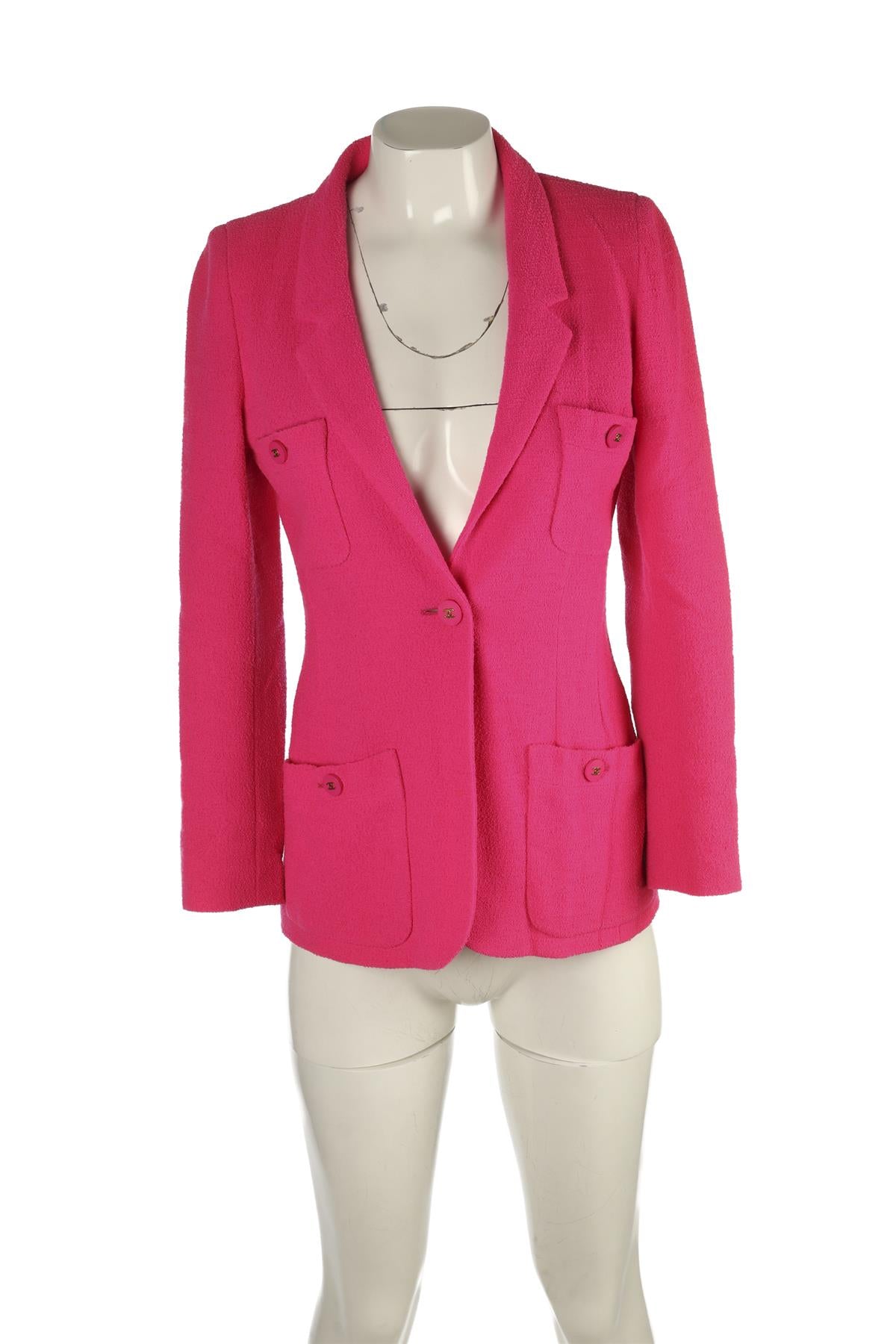 CHANEL PINK 1995 WOOL BLAZER FR 36 UK 8