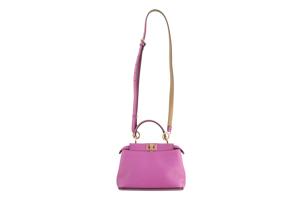 FENDI PINK PEEKABOO MINI BICOLOR LEATHER TOTE BAG