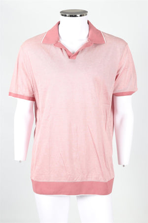 LORO PIANA PINK MEN'S COTTON POLO SHIRT XXLARGE