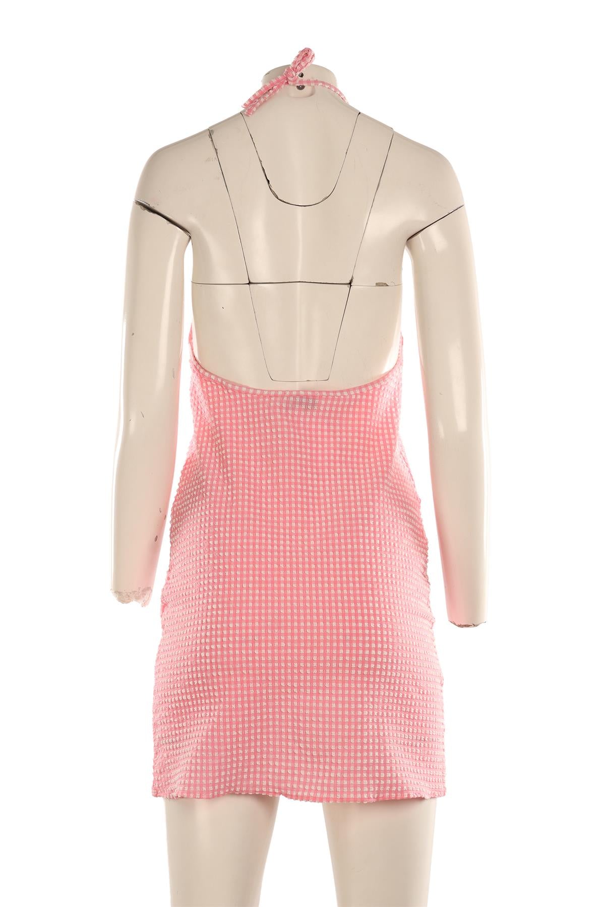 HUNZA G PINK SEERSUCKER MINI DRESS SMALL