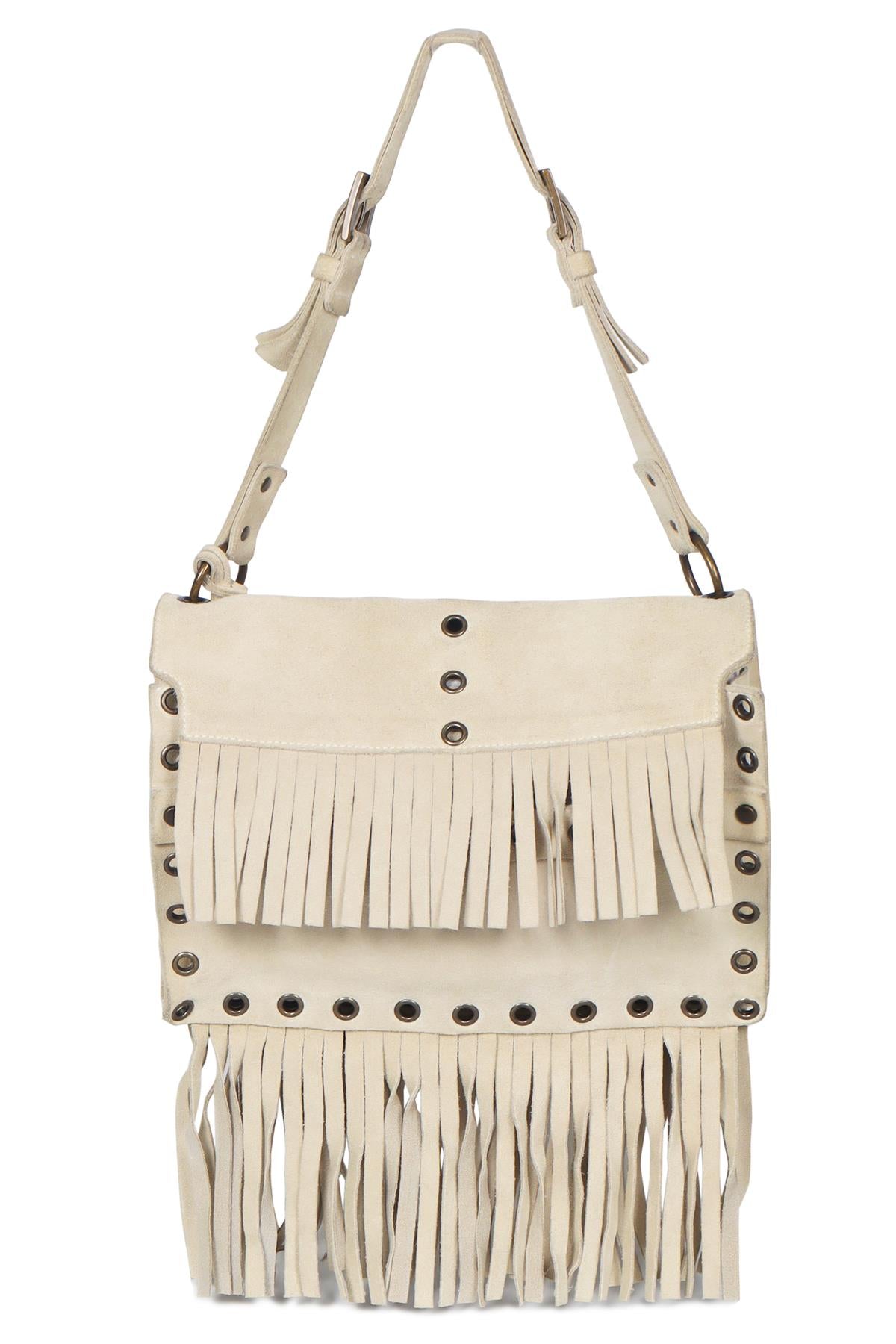 DOLCE & GABBANA FRINGED SUEDE SHOULDER BAG