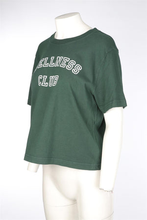 SPORTY & RICH GREEN COTTON T-SHIRT MEDIUM