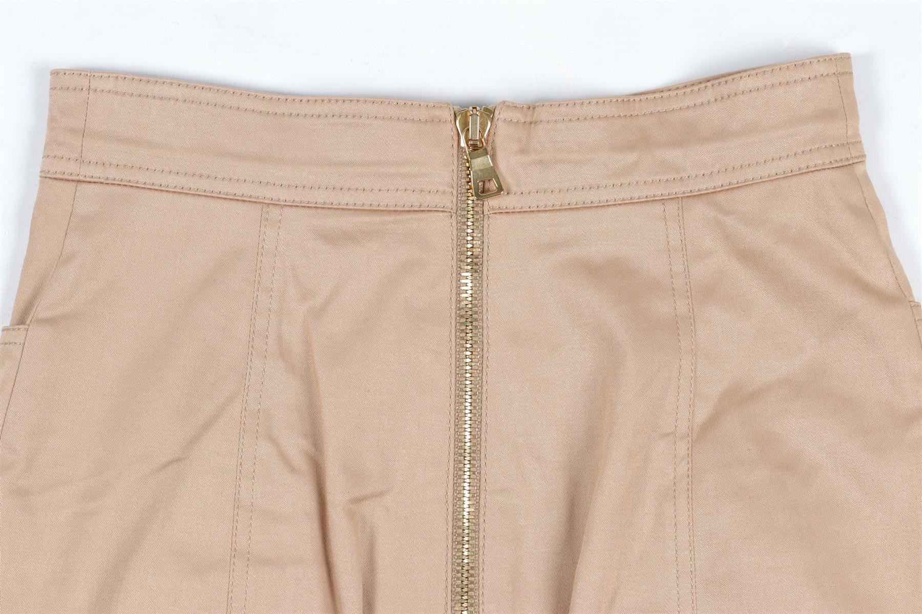 BALMAIN TAN COTTON MINI SKIRT FR 36 UK 8