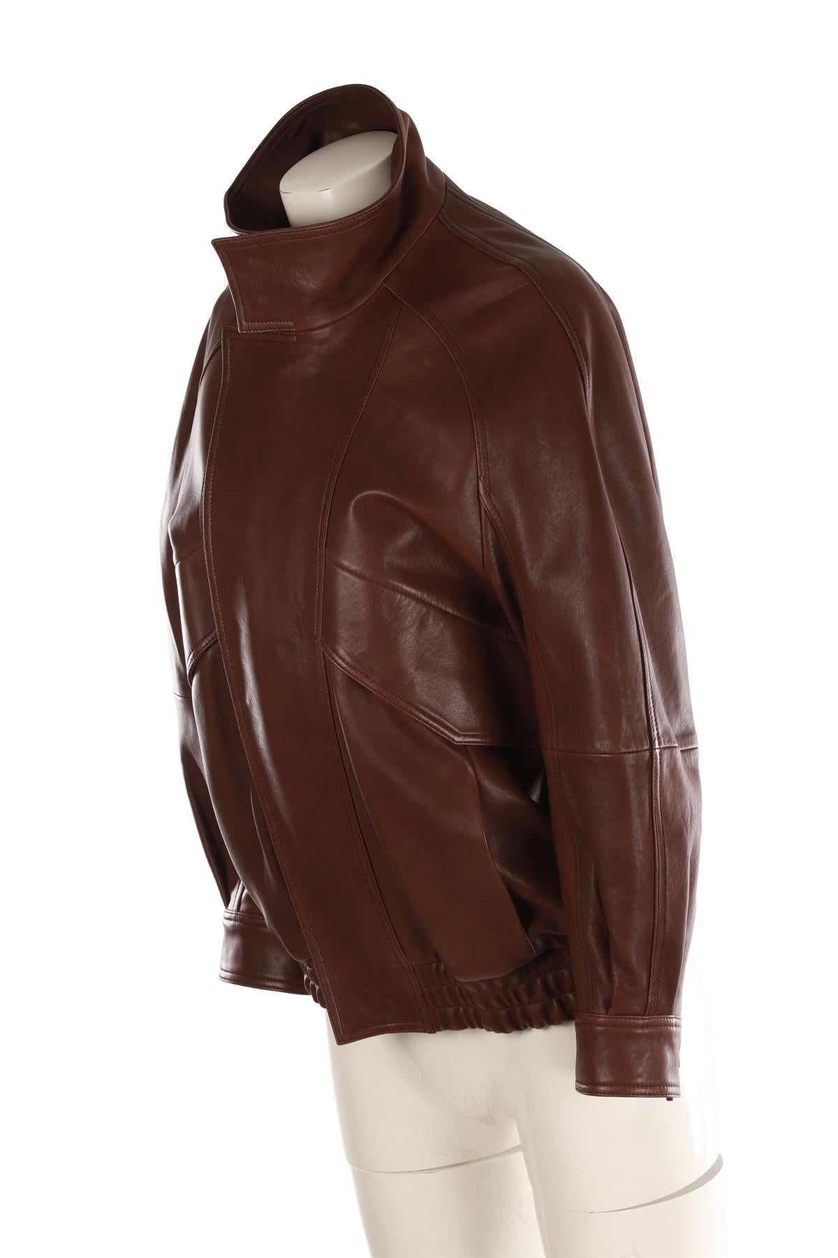 NOUR HAMMOUR BROWN LEATHER JACKET