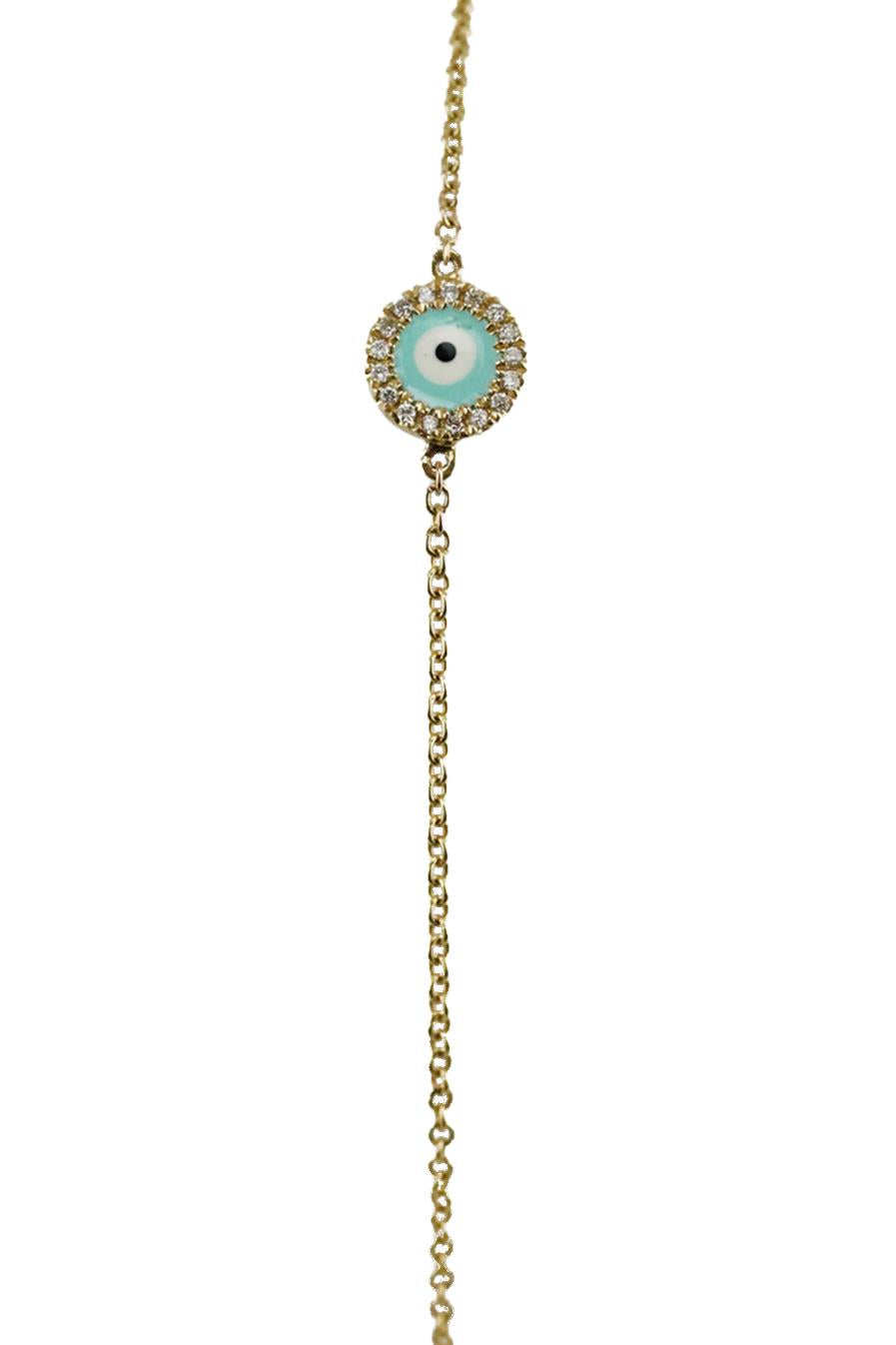 UNKNOWN BRAND EVIL EYE 14K YELLOW GOLD AND DIAMOND BRACELET