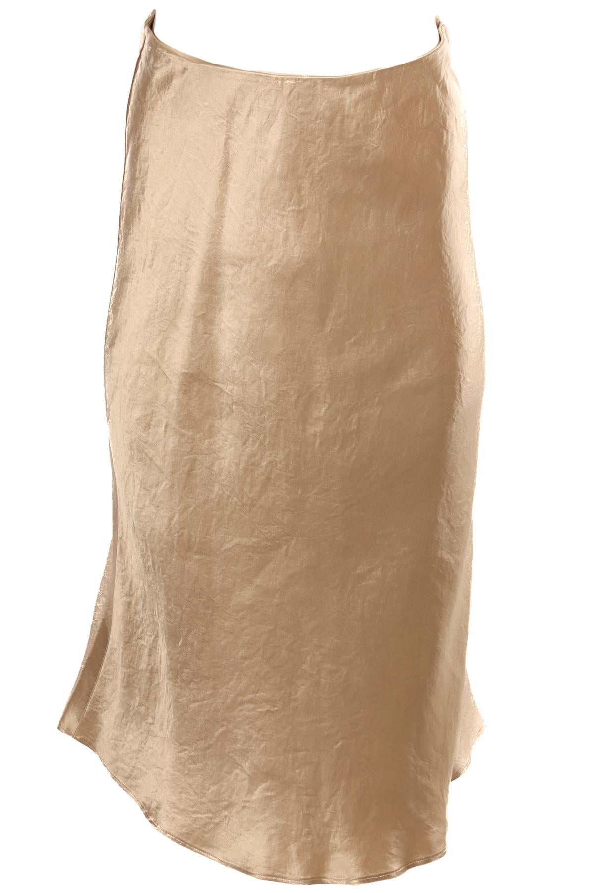 MAX MARA LEISURE BEIGE SATIN MIDI SKIRT UK 4