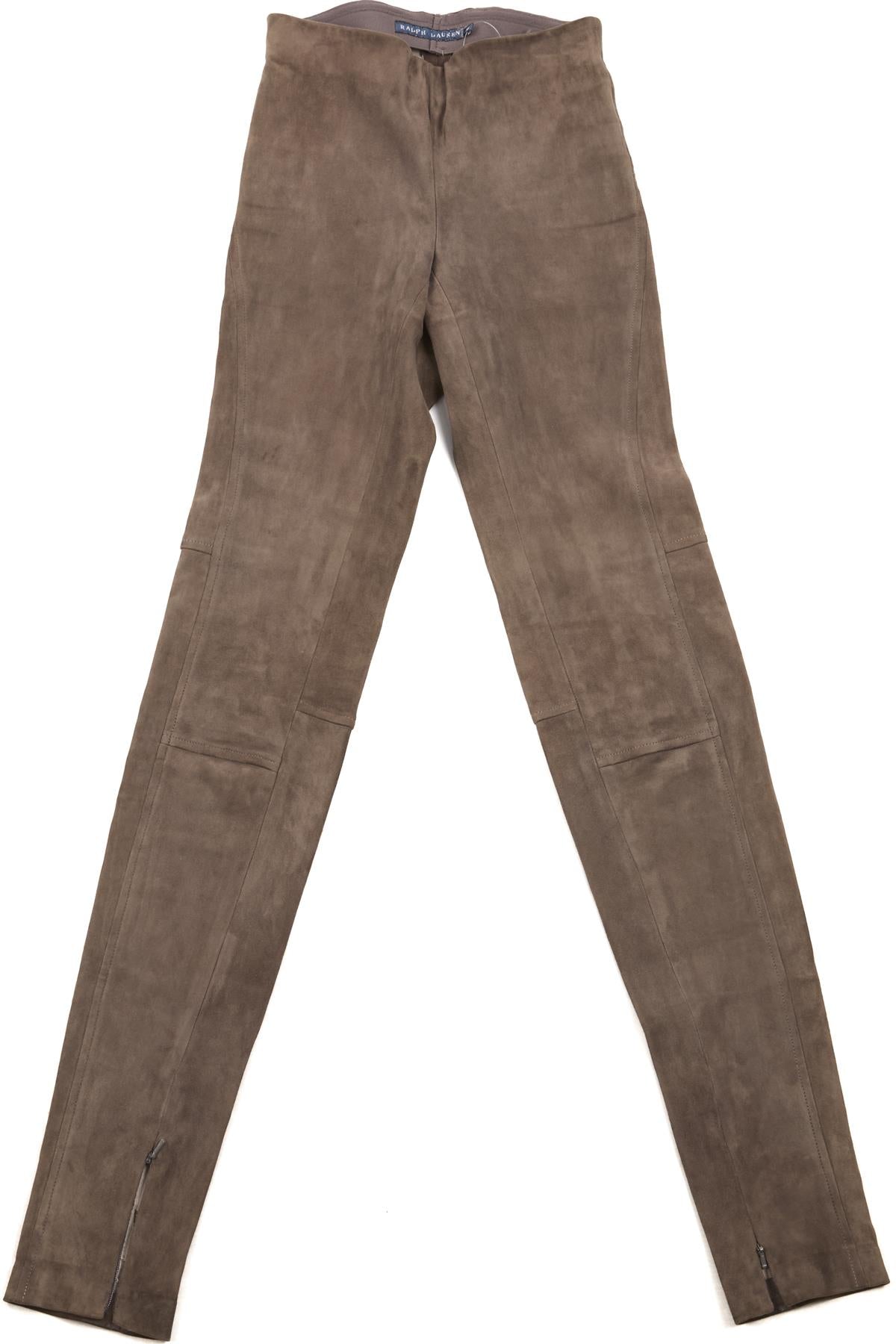 RALPH LAUREN GREY SUEDE SKINNY PANTS XSMALL