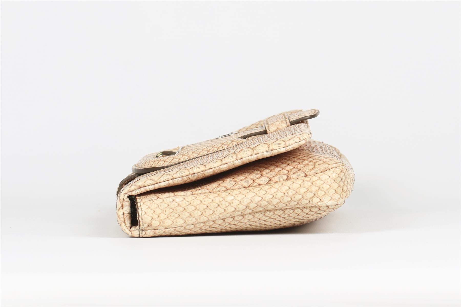 TOD'S BEIGE PYTHON AND LEATHER CLUTCH