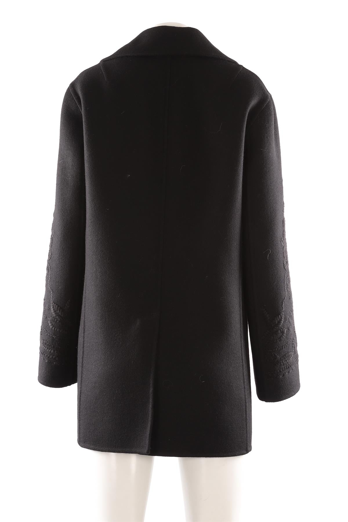 ERMANNO SCERVINO BLACK WOOL COAT IT 44 UK 12