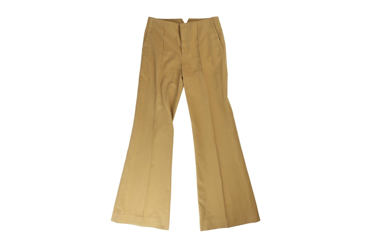 CHLOÉ TAN COTTON FLARED PANTS FR 36 UK 8