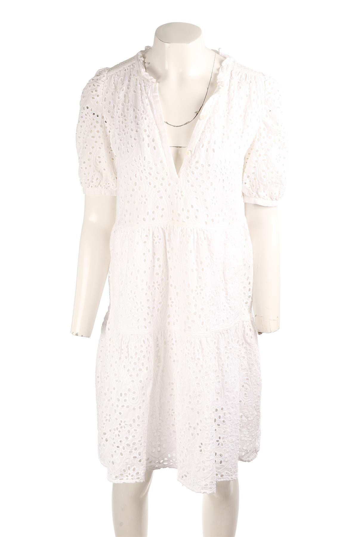 ME+EM WHITE COTTON MINI DRESS UK 10